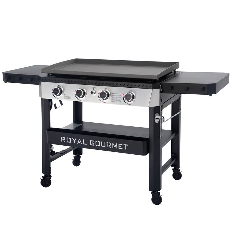 Royal Gourmet 34-Inch 4-Burner Propane Gas Griddle,Black & Silver