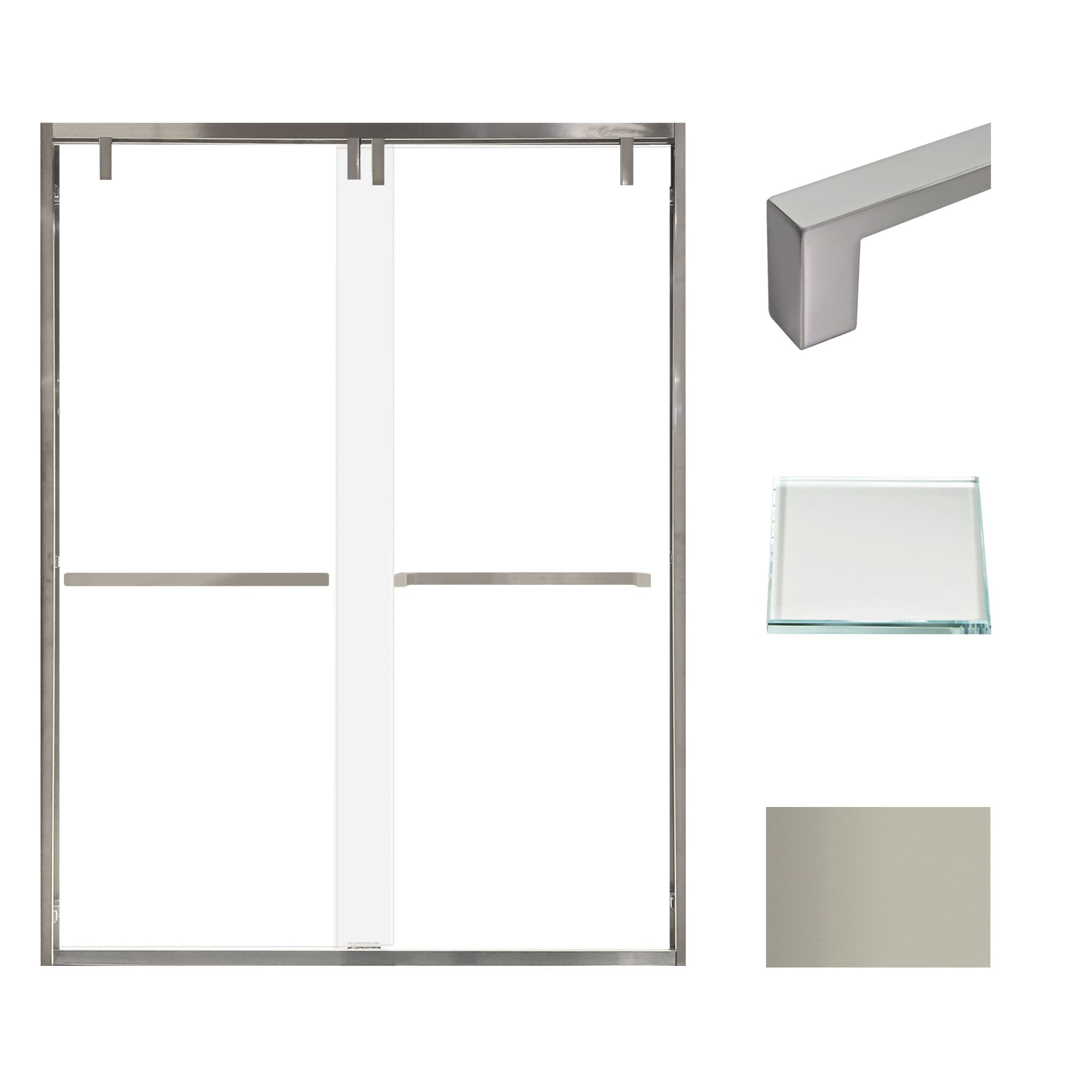 Transolid EBPT608010L-S 80" High x 60" Wide Bypass Frameless Shower