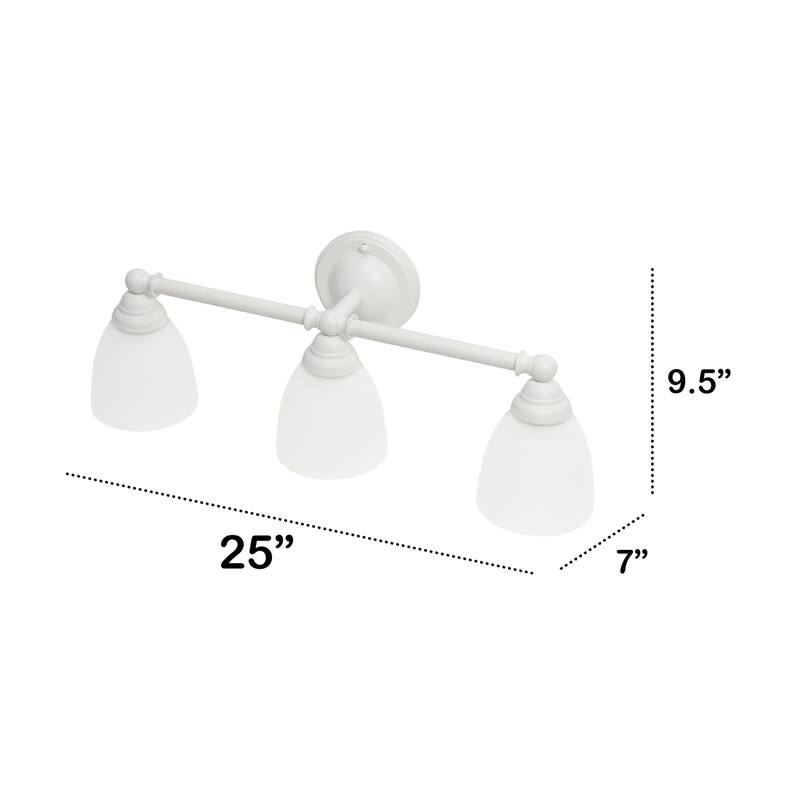 3-Light Vanity Light - Metal & Glass Shade Uplight Downlight - Bathroom, Hallway, Entryway Fixture - 9.5