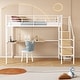 preview thumbnail 2 of 15, Twin Size Metal Loft Bed with L-Shaped Desk, Storage Wardrobe, Sturdy Ladder Shelves, Guardrails & Metal Grid