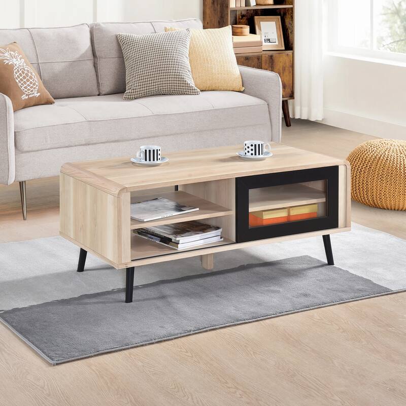 Nathan Collection Oak Black Contemporary Coffee Table - Coffee Table