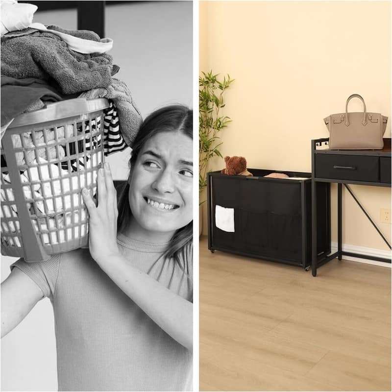 Laundry Hamper with Removable Large Bags - 30.21"L x 12.59"W x 31.81"H