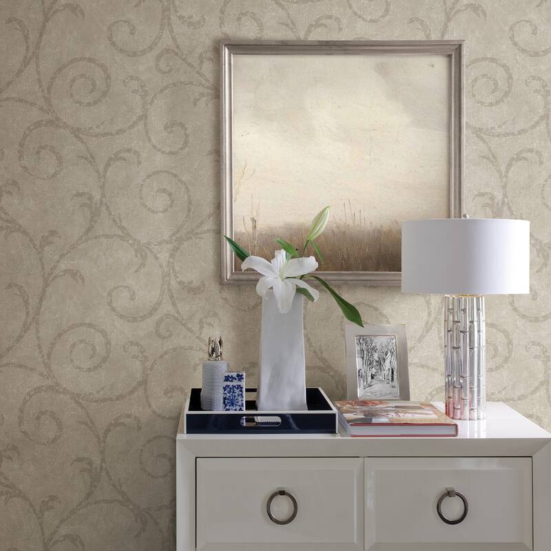 Sansa Khaki Plaster Scroll Wallpaper