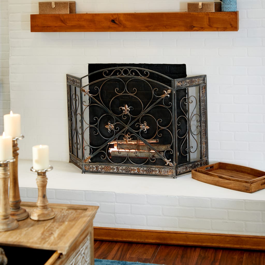 Green Metal Fireplace Screen