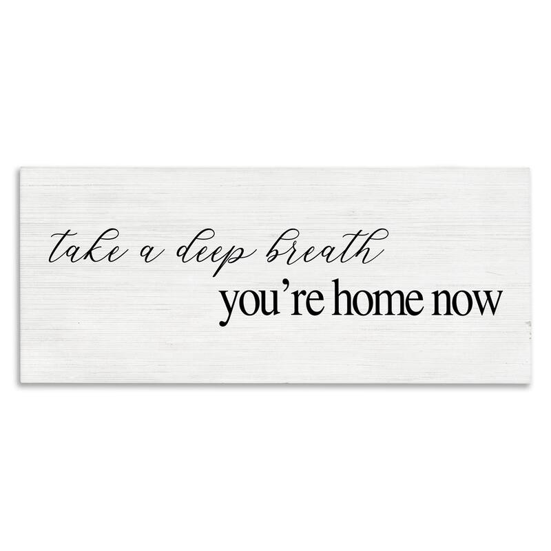 Stupell Deep Breath You're Home Phrase Charming Minimal Text Canvas Wall Art - 20 x 48