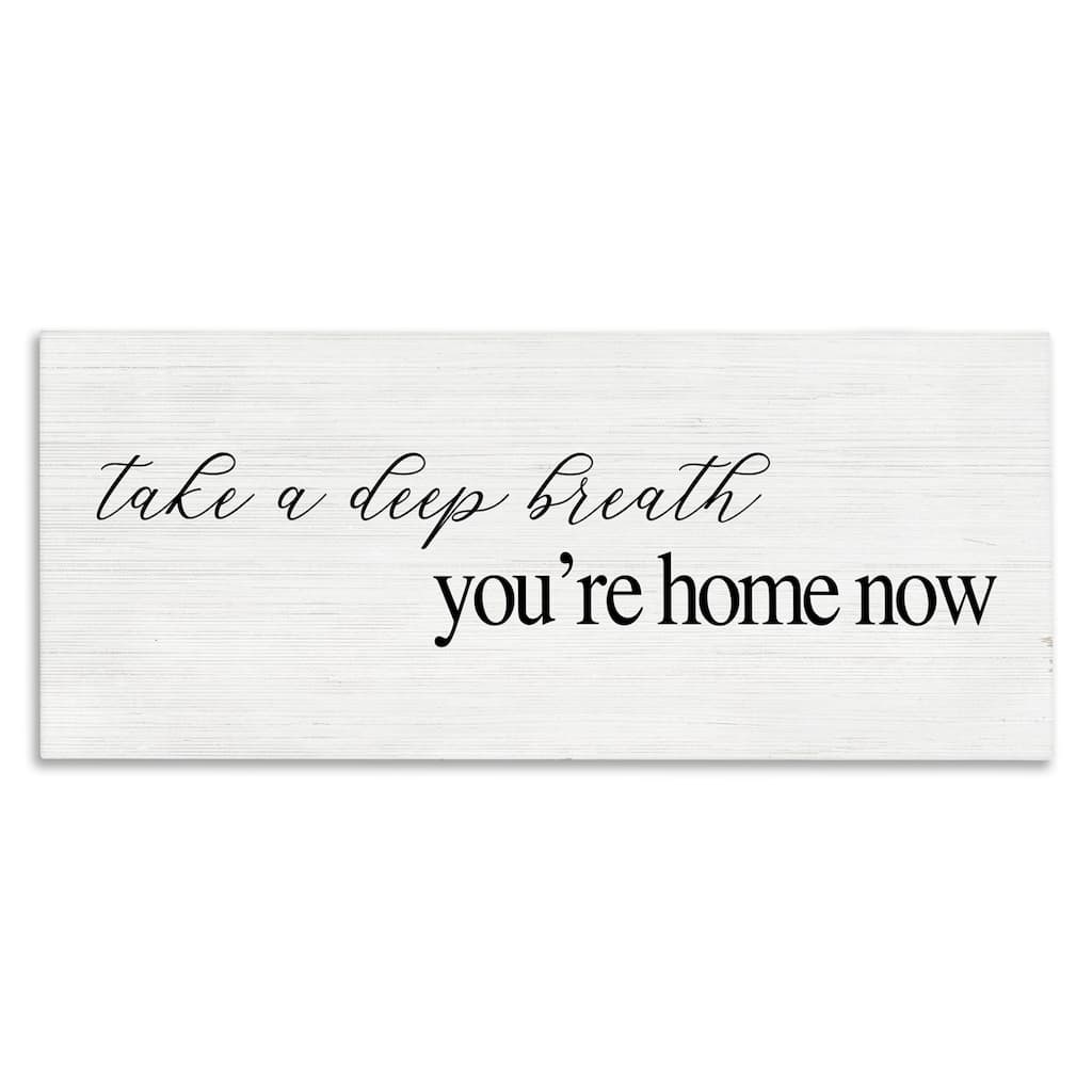 Stupell Deep Breath You're Home Phrase Charming Minimal Text Canvas Wall Art