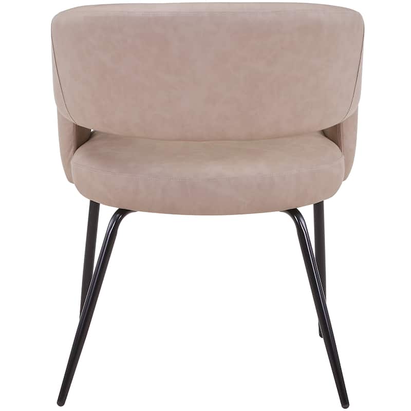Open Back Dining Chair Upholstered in Leather or Velvet with Iron Legs