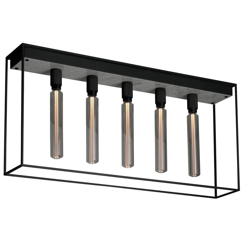 Buster + Punch NCA-02285 Caged 5 Light 43" Wide Semi-Flush Linear - White Marble