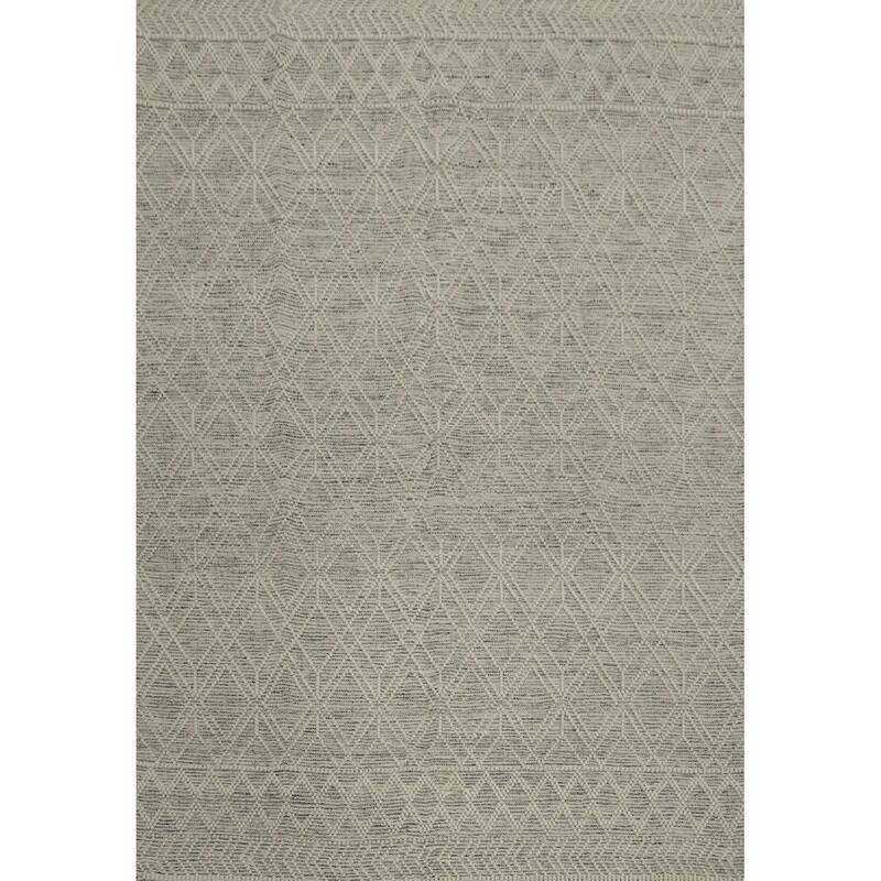 Hand Knotted Oriental 100% Wool Carpet Modern Geometric Beige & Ivories Modern Gotti Design Area Rug - 9' 7'' X 7' 7''