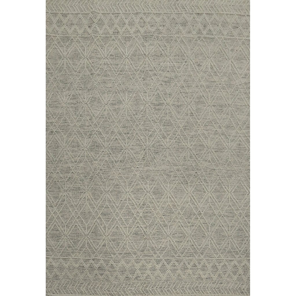 Hand Knotted Oriental 100% Wool Carpet Modern Geometric Beige & Ivories Modern Gotti Design Area Rug - 9' 7'' X 7' 7''