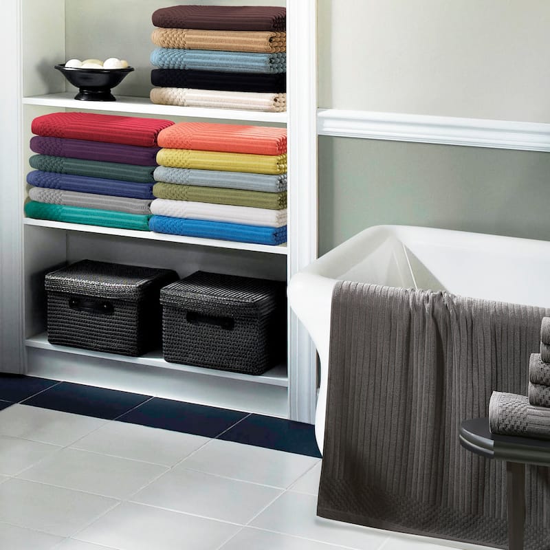 Superior Cotton 12-Piece Solid and Checkered Border Towel Set