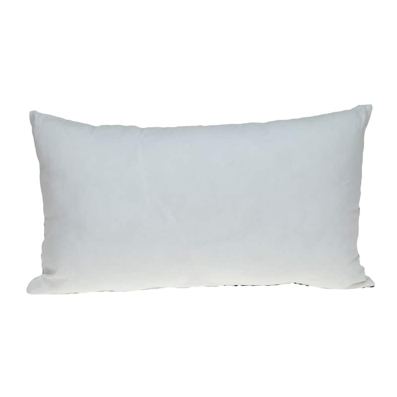 14" X 24" Green and White Cotton Lumbar Throw Pillow with Embroidery