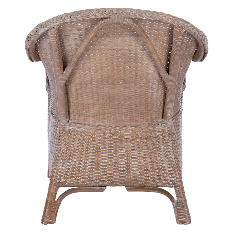 SAFAVIEH Aglaja Rattan Accent Chair with Cushion - 22" W x 26.8" L x 33.5" H - 22Wx27Dx33H