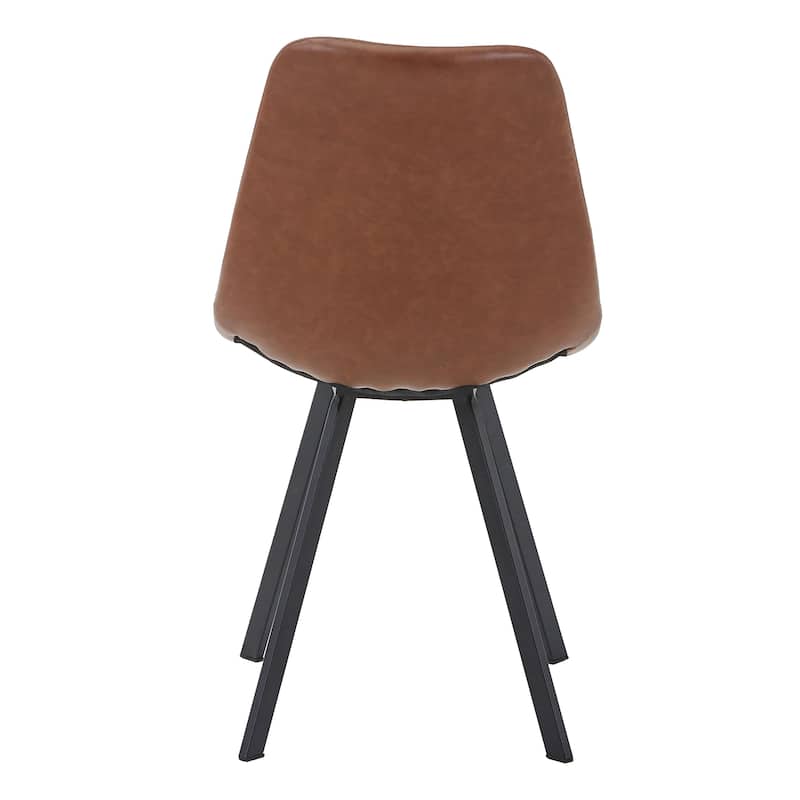Markley Modern Ergonomic Leather Dining Chair with Black Steel Legs, Scratch-Resistant & Comfortable Kitchen Chair