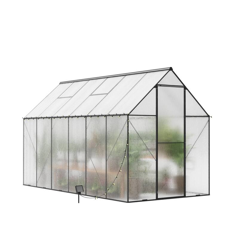 6x12 Outdoor Greenhouse - Walk-in Heavy Duty Storage Shed with Adjustable Vent Window&Lockable Hinged Door