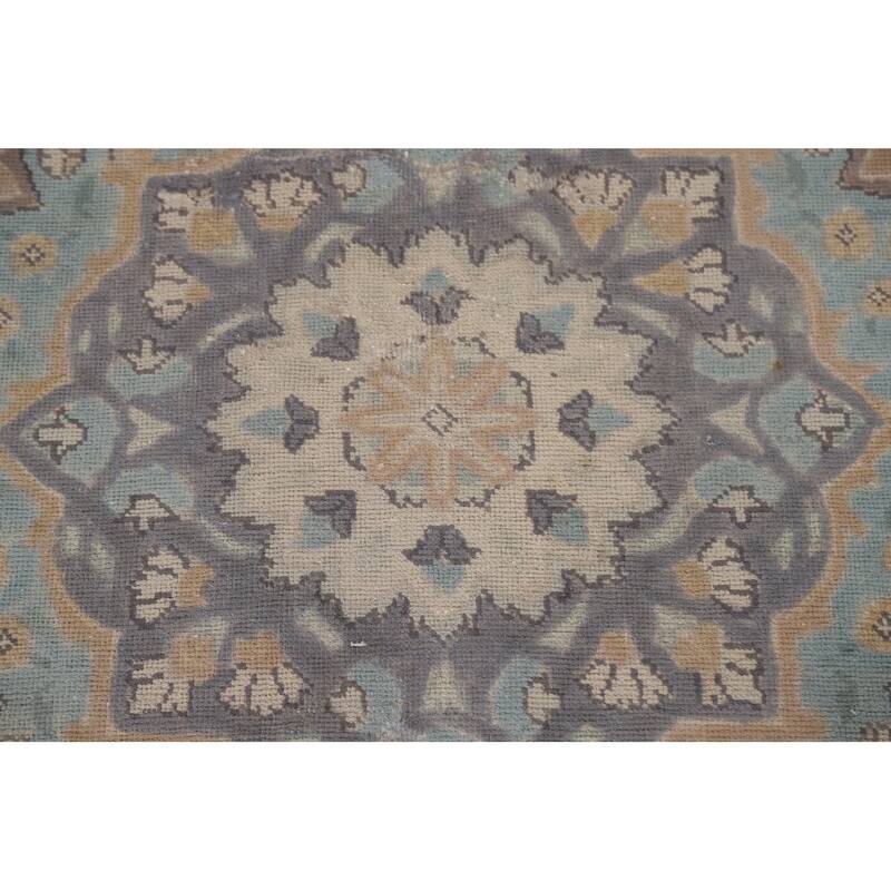 Hand Knotted Oriental 100% Wool Carpet Traditional Medallion Greys & Charcoal Tabriz Area Rug - 12' 5'' X 9' 7''