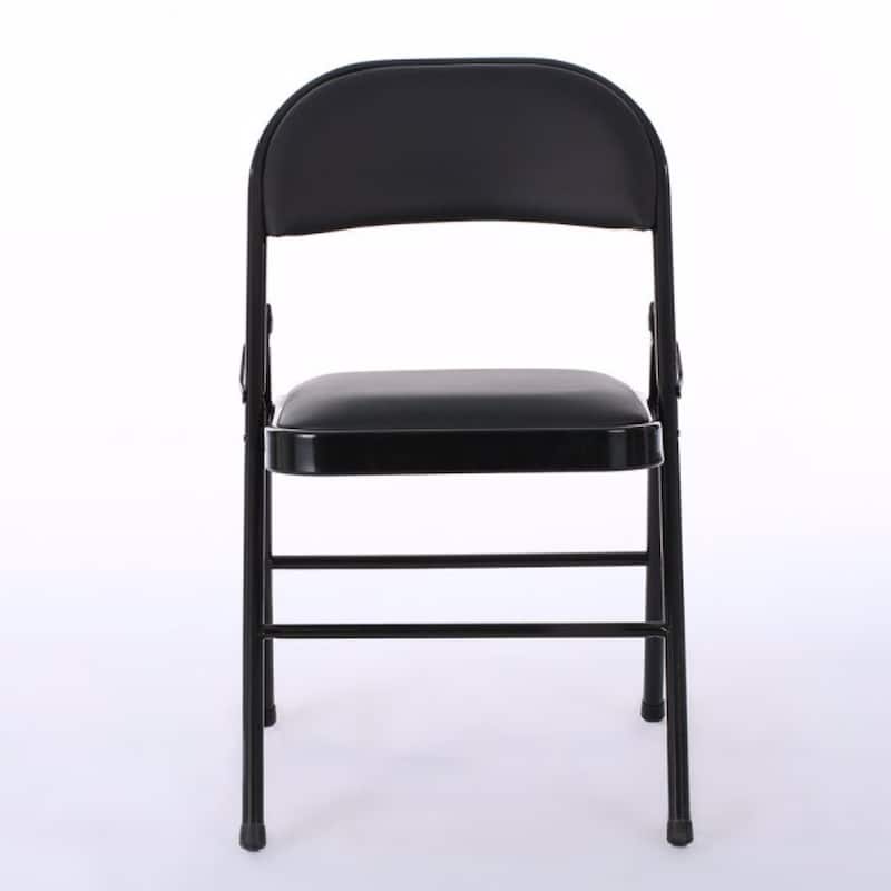 4pcs Elegant Foldable Iron & PVC Chairs for Convention & Exhibition Black - 15.75"L x 17.72"W x 30.71"H