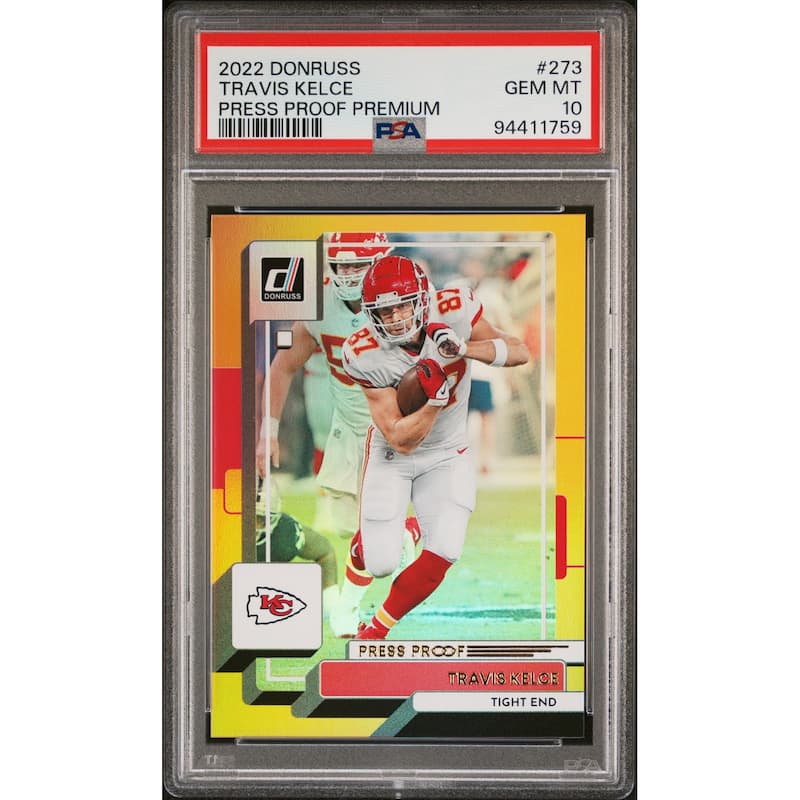 Travis Kelce 2022 Donruss Press Proof Premium Football Card #273 Graded PSA 10 - 8' x 11'