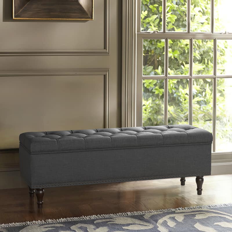 Tufted Storage Bench, Upholstered Ottoman with Storage for Bedroom - 50.8" W X 17.1" D X 18.3" H