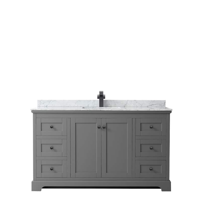 Avery 60-inch Single Vanity, Marble Top, Square Sink, No Mirror