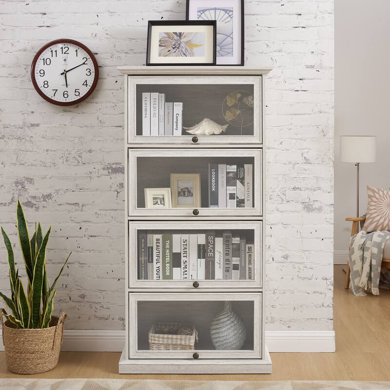 GDF Studio - Modern Cabinet Storage Curio Cabinet with Flip-Up Doors