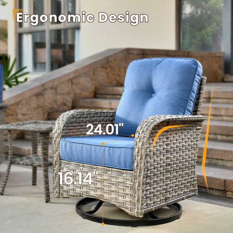 XIZZI 3-piece Outdoor Patio Wicker Swivel Chair Bistro Set