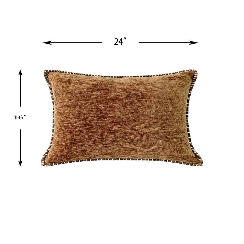 Textured Throw Pillow with Stitched Contrast Edge Set of 2