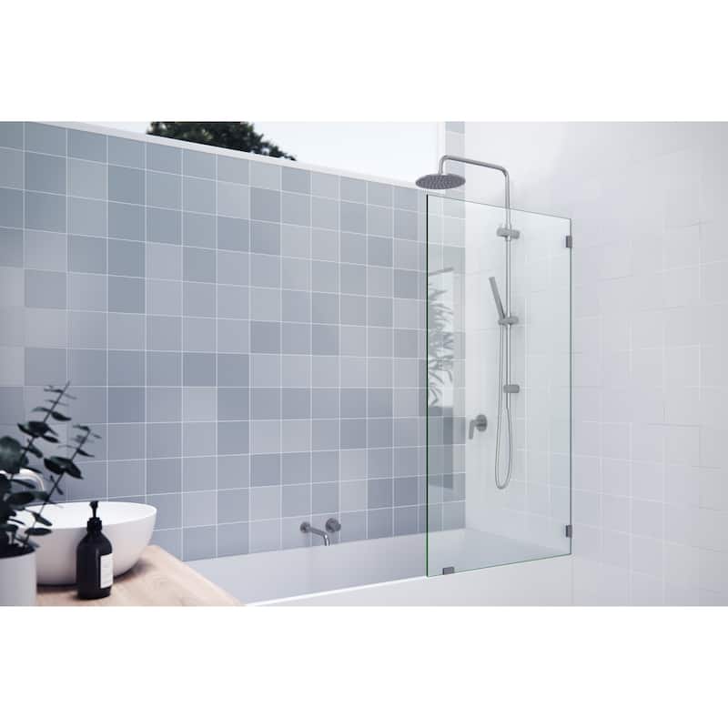 Glass Warehouse 58.25" x 29" Frameless Shower Bath Fixed Panel