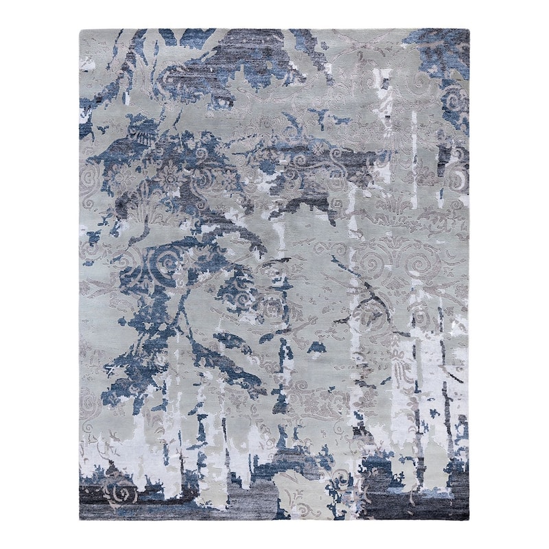 Modern One-of-a-Kind Hand-Knotted Area Rug, Gray - 8' 1" x 10' 1"