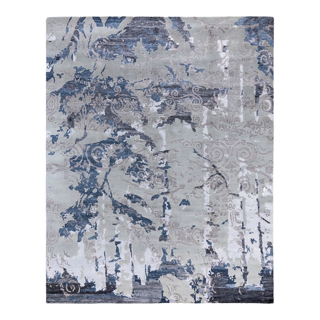 Modern One-of-a-Kind Hand-Knotted Area Rug, Gray - 8' 1" x 10' 1"