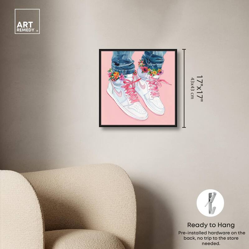 Blush Floral Bloom Sneakers Canvas by Art Remedy
