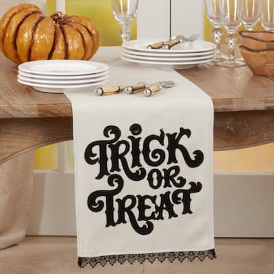 Halloween Table Runner With Trick Or Treat Design - 14"x72"