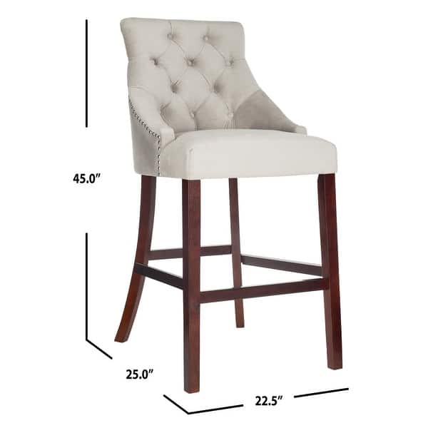 Safavieh 30 Inch Eleni Tufted Wing Back Bar Stool Grey Espresso Set Of 2 22 5 X 25 X 45 22 5 X 25 X 45 On Sale Overstock 22392713