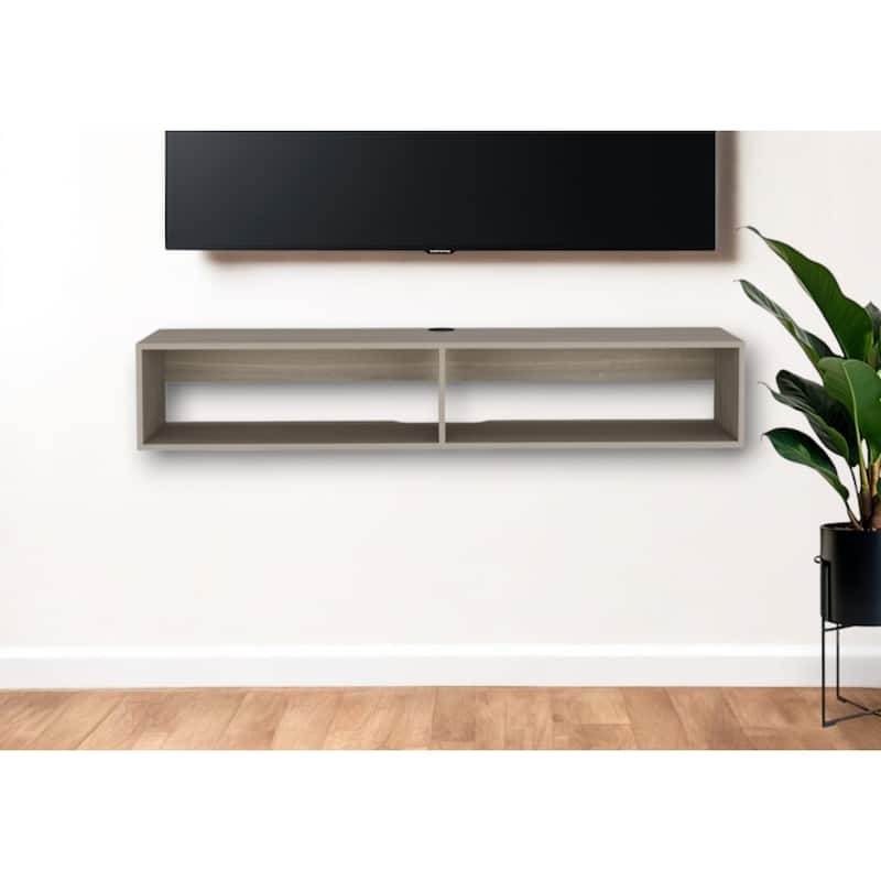 Modern TV Console Wall Mounted 59" Floating Media Stand with Shelves and Cable Management - 10.4”H x 59.1”W x 12.6”D