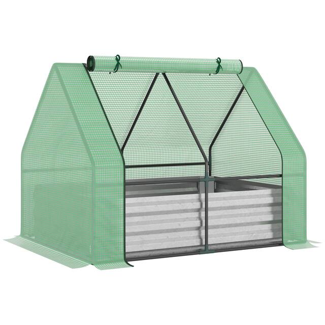 Outsunny Raised Steel Garden Bed with Greenhouse Cover - 50" L x 37.5" W x 36.25" H