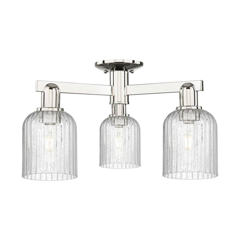 Innovations Lighting 716-3F-11-23 Bridal Veil Semi-Flush Bridal Veil 3 - Polished Nickel / Seedy