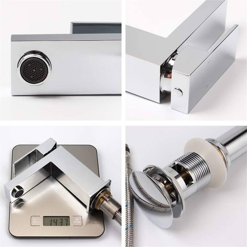 Bathroom Faucet with Single Handle, Pop-Up Drain & Hoses - Solid Brass
