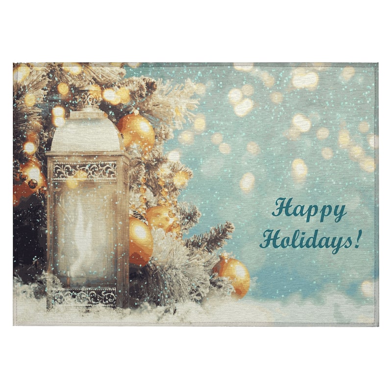 Indoor/ Outdoor Cozy Winter Washable Happy Holidays Rug