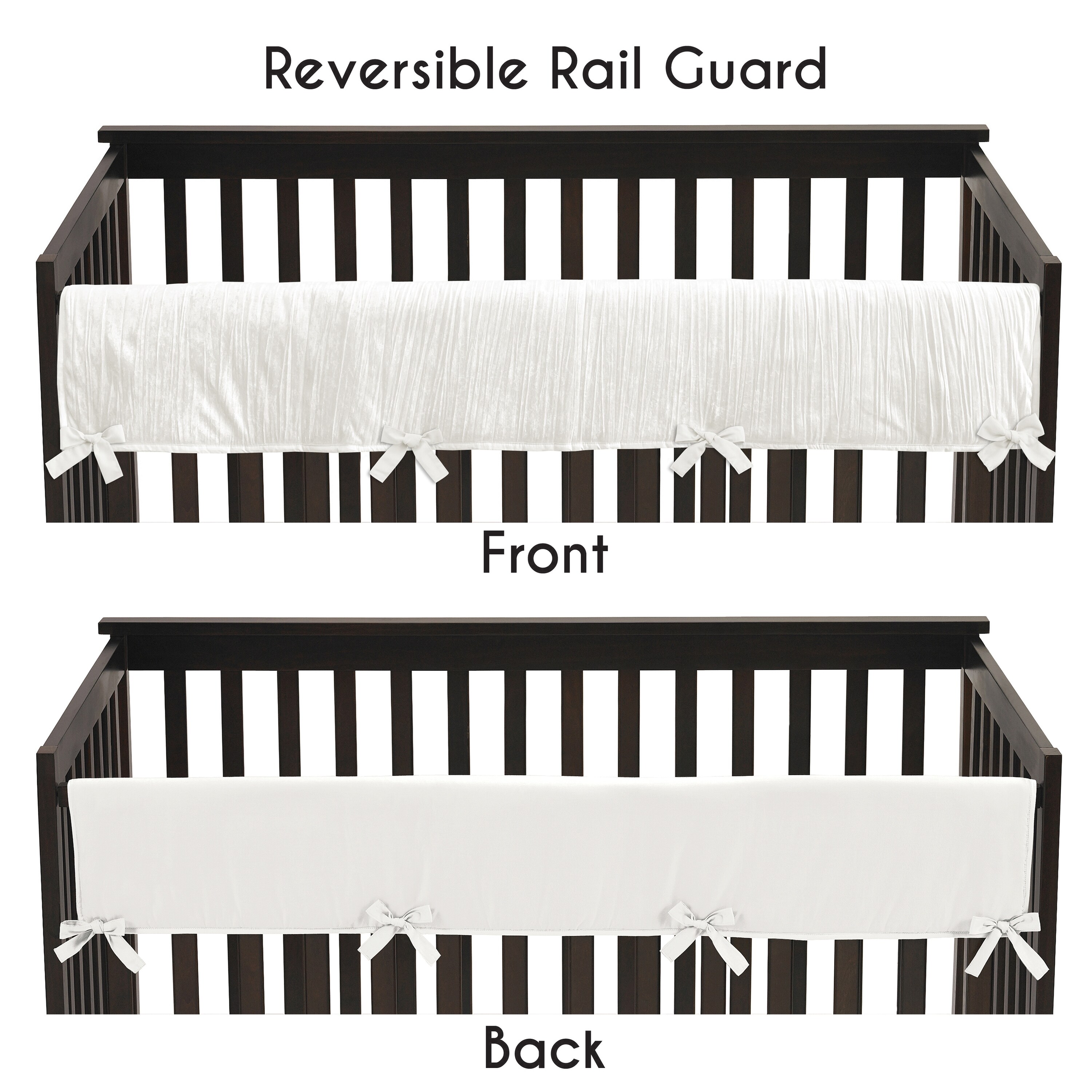 Ivory Velvet Girl Long Crib Rail Guard Cover Solid Color Off