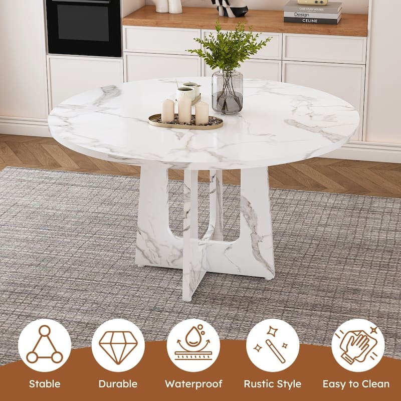 47.24" Farmhouse MDF Circle Round Dining Table