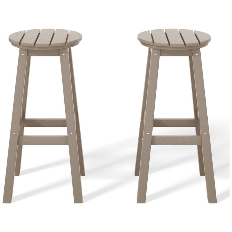 Laguna Hdpe All Weather Outdoor Patio 29" Round Bar Stool (Set Of 2)