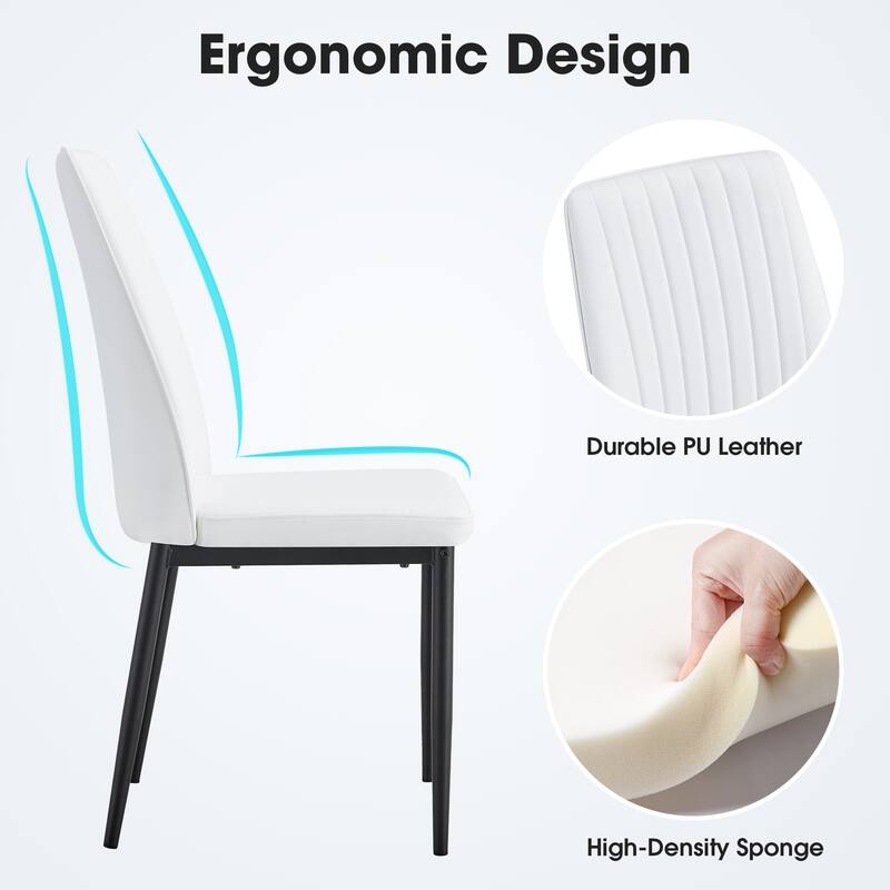 Modern Dining Chairs Set of 6, with PU Upholstered Seat and Metal Legs