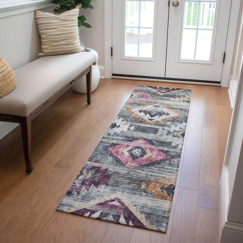 Machine Washable Indoor/ Outdoor Chantille Boho Global Rug