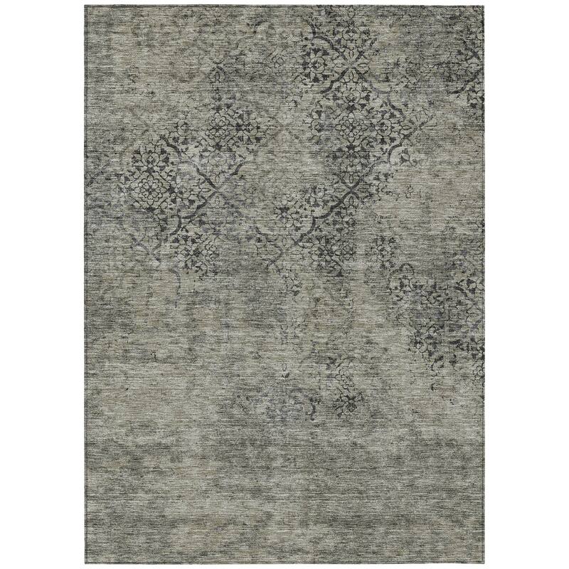Machine Washable Indoor/ Outdoor Chantille Distressed Traditional Rug