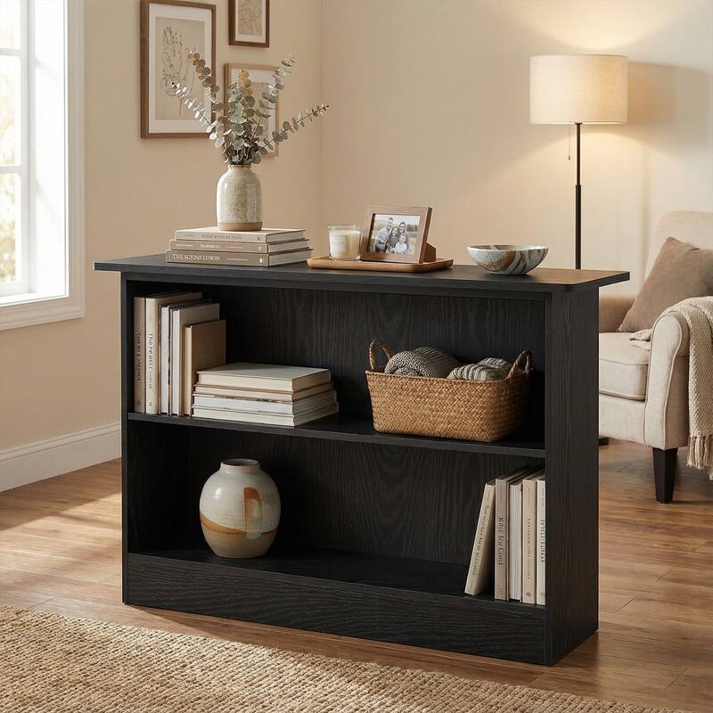 63-Inch 2-Tier Bar Table with Footrest, Modern Coffee Cabinet