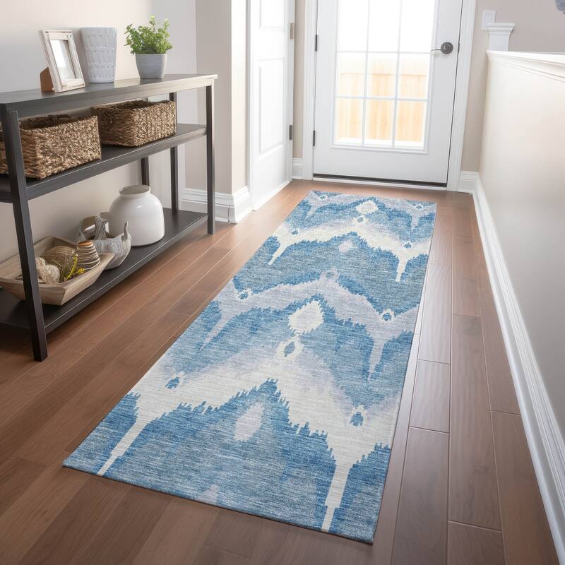 Premium Washable Super Soft Modern Ikat Mayfield Rug - Denim - 2' 3" x 7' 6" - Runner