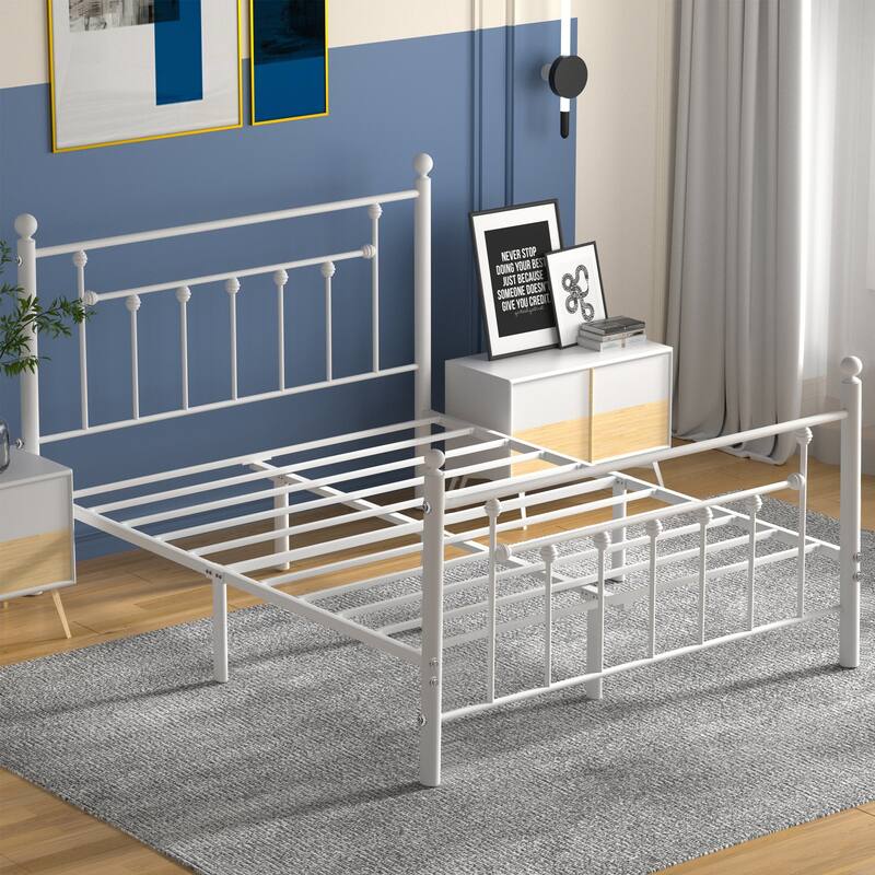 Victorian Platform Bed Frame With Headboard and Footboard Twin/Full/Queen Size Beds