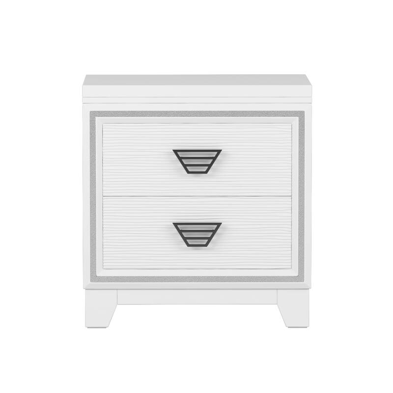 2-Drawers Nightstand with Metal Handle and Sparkling Shiny Decoration