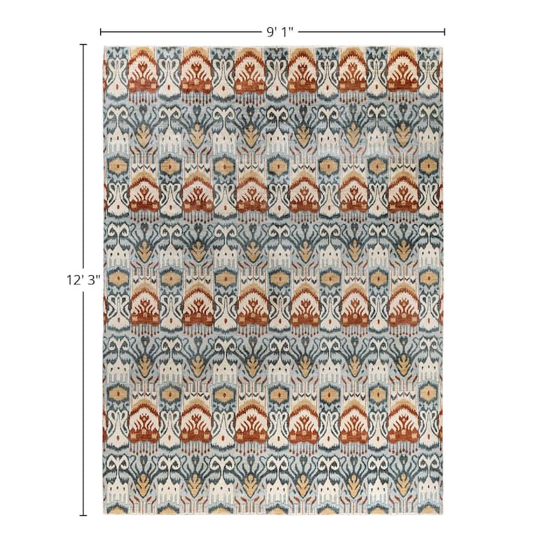 Ikat One-of-a-Kind Hand-Knotted Area Rug, Gray - 9' 1" x 12' 3"