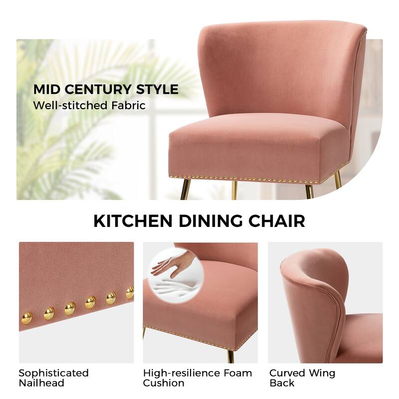 Celtia Modern Velvet Accent Side Chair with Nailhead Trim by HULALA HOME